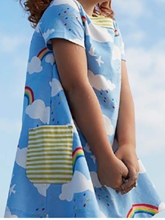 Mini Boden Other - Mini Boden White Tee with Yellow Stripe Trim white clouds rainbow dress